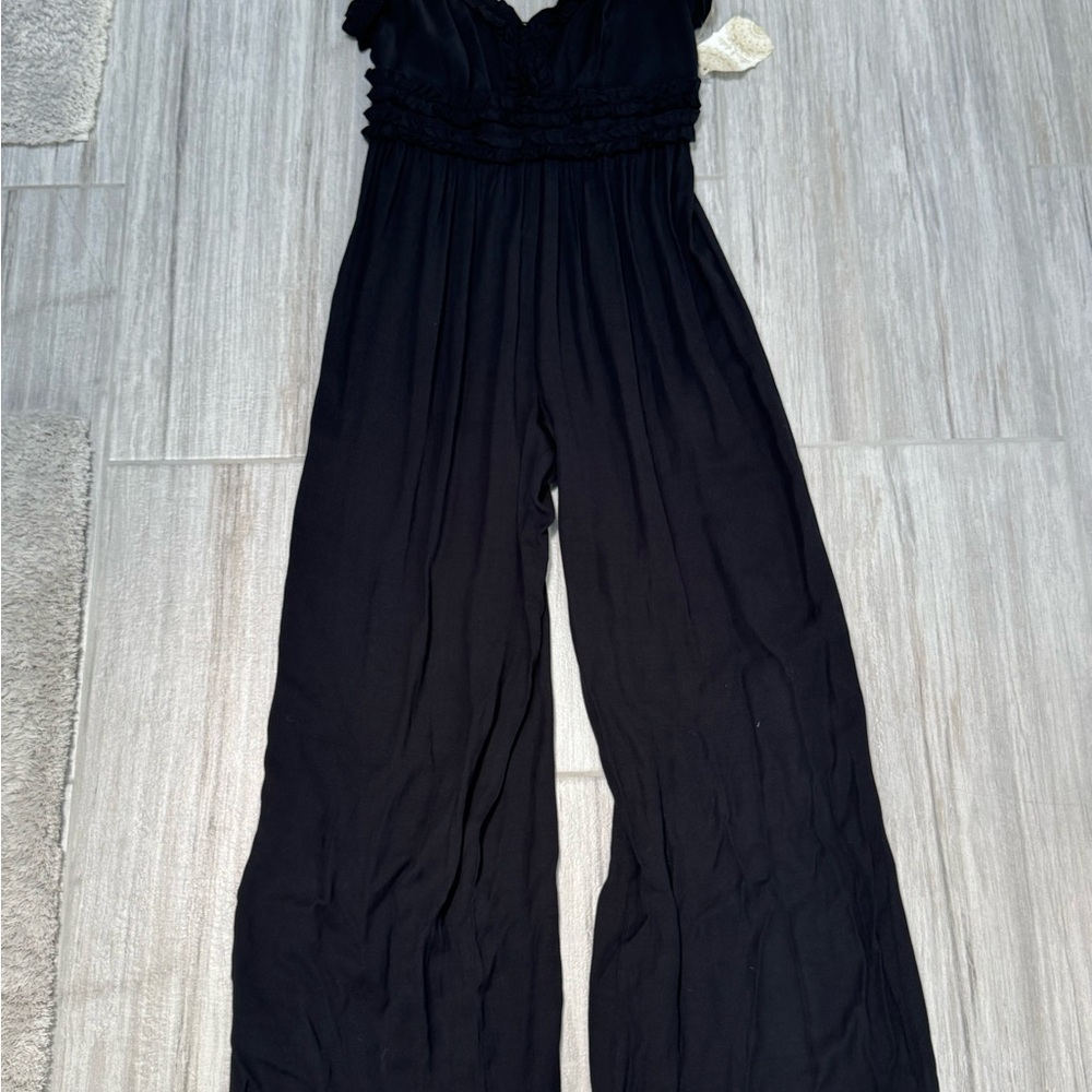Altar'd State Black Ruffled Jumpsuit Medium
